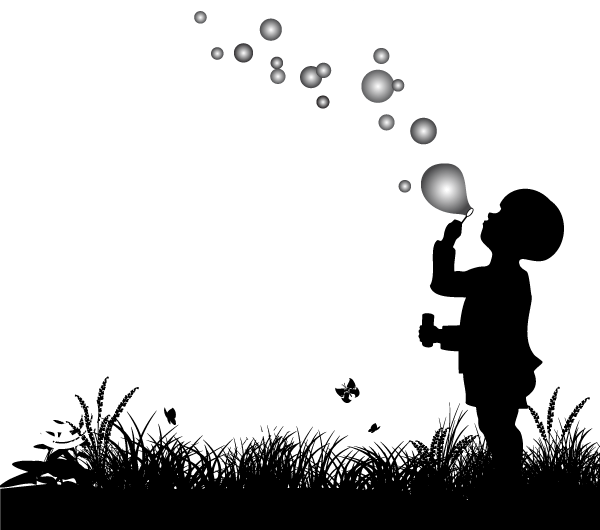 391-vector-silhouette-of-small-boy-blowing-bubbles